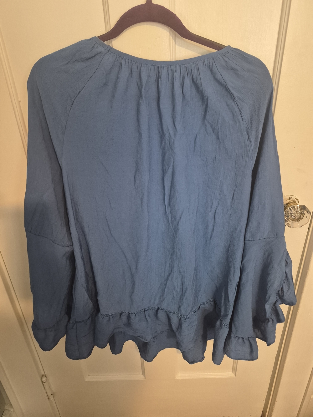 Women's Blue Peasant Tunic with Crochet Detail - Picture 5 of 5
